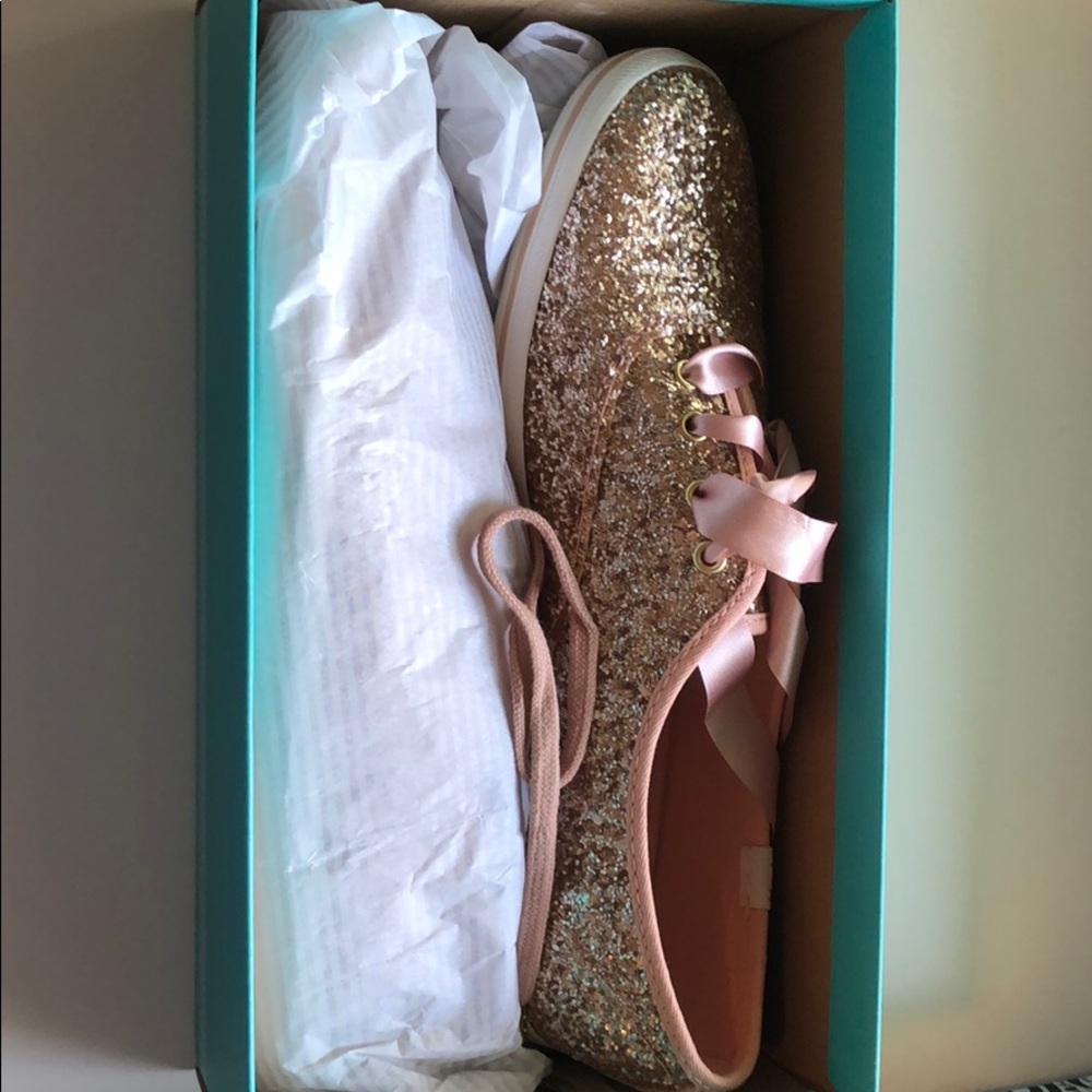 Kate Spade Rose Gold Keds Glitter NEW NEVER Worn